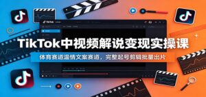 TikTok中视频解说变现实操课：体育赛道温情文案赛道，完整起号剪辑批量出片-川川创富网
