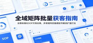 全域矩阵批量获客指南：全套标准化SOP文档合集，多渠道风控基建起号截流扩量打法-川川创富网