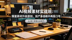 AI视频素材实战班：爆量素材升级原创，投产翻倍不再是口号，0-1系统教学实战落地-川川创富网