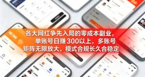 各大网红争先入局的零成本副业，单账号日赚 300 以上，多号矩阵可放大，模式合规长久稳定！-川川创富网