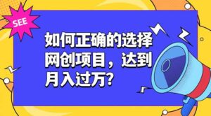 如何正确的选择网创项目,达到月入过万?,本课程教你正确选择项目。-川川创富网