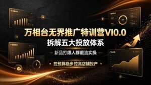 万相台无界推广特训营VI0.0，拆解五大投放体系，新品打爆人群截流实操，控预算稳步拉高店铺投产-川川创富网