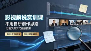 影视解说实训课：不用自研创作思路，万能文案公式直接套用，搭配全套剪辑教程，快速入局影视解说-川川创富网