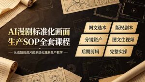 AI漫剧标准化画面生产SOP全套课程，网文选本版权剧本分镜资产全覆盖，图文生视频后期剪辑完整实操教学-川川创富网
