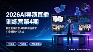 2026AI导演直播训练营第4期，实景直播教学AI分镜视听语言，广告短剧MV实战，解决人物画面崩坏痛点-川川创富网