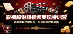 影视解说短视频变现特训营：高分影视文案撰写，配音剪辑成片实操-川川创富网